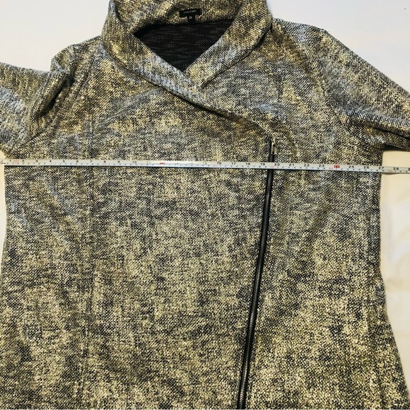 Stella & Dot 2X Gold Rebel Metallic Moto Jacket Cardigan Holiday Asymmetrical - Picture 7 of 16